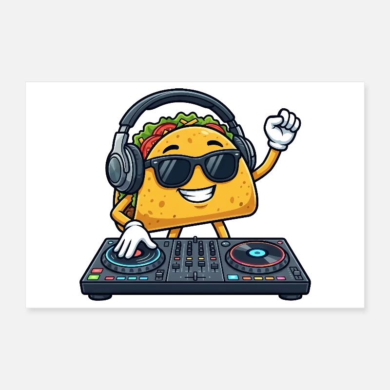 Taco Food DJ mexicain Soirée techno Soirée Célébration Poster 30 x 20 cm