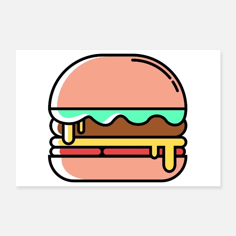 Burger Icon Poster 30x20 cm