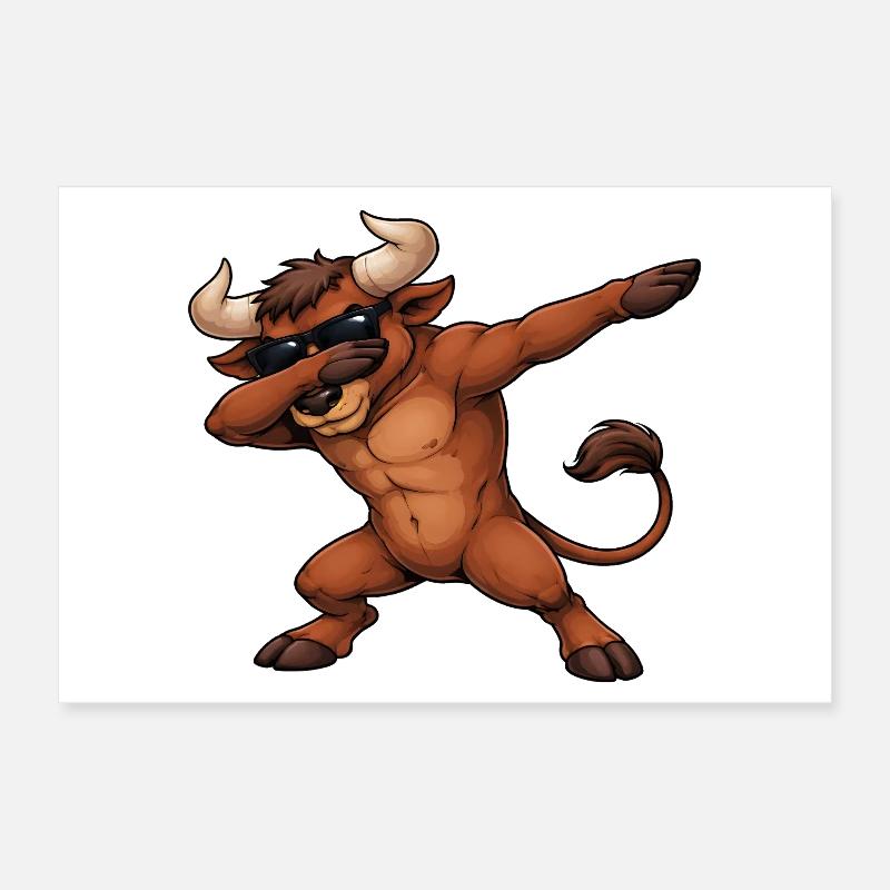 Dabbing Stier Poster 30x20 cm