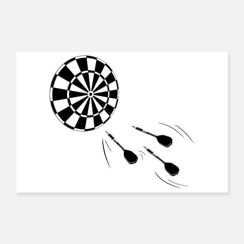 Silhouette minimaliste d’un joueur de fléchettes Poster 30 x 20 cm