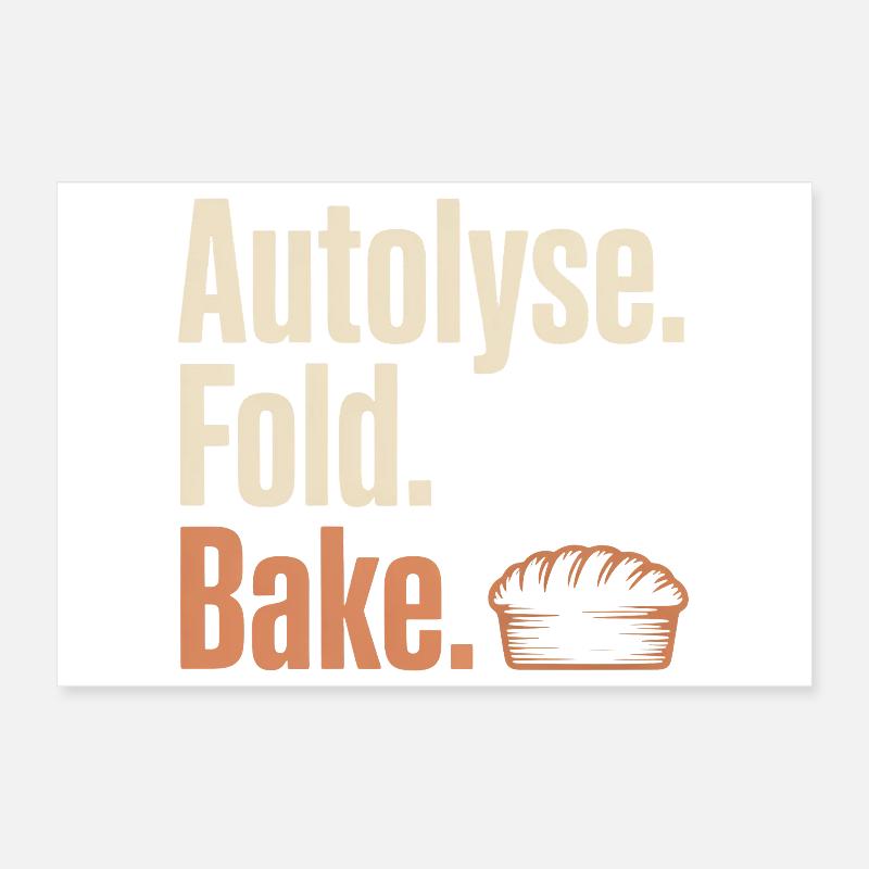 Autolyse Fold Bake Pie Typography Poster 12" x 8" (30x20 cm)