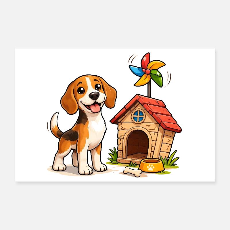 Conception amusante de la maison de chien Beagle Poster 30 x 20 cm