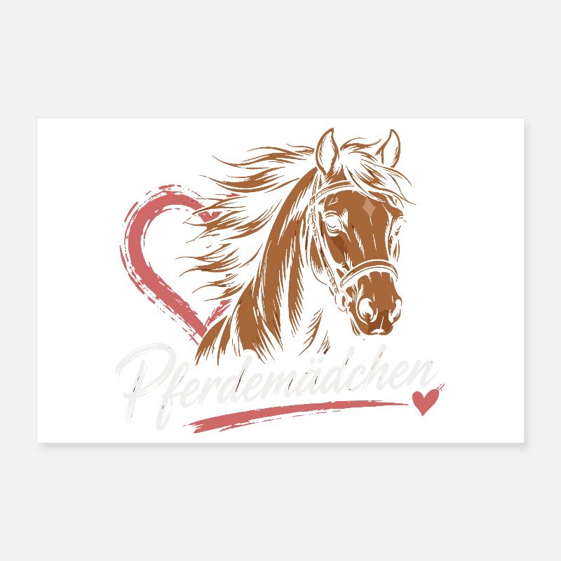 Pferdemädchen Herzlogo Poster 30x20 cm
