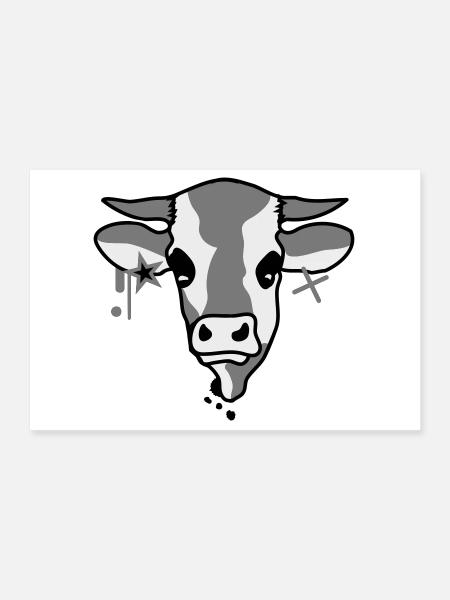 The head of a cow - Poster 12" x 8" (30x20 cm) - white - Front