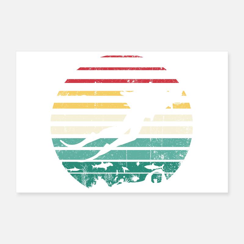 Retro Sunset Surf Silhouette Tee Poster 12" x 8" (30x20 cm)