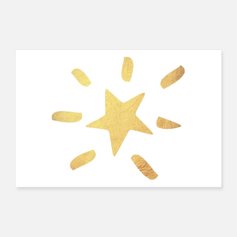 Star Gold Christmas Symbol Comic Xmas Rays Poster 12" x 8" (30x20 cm)