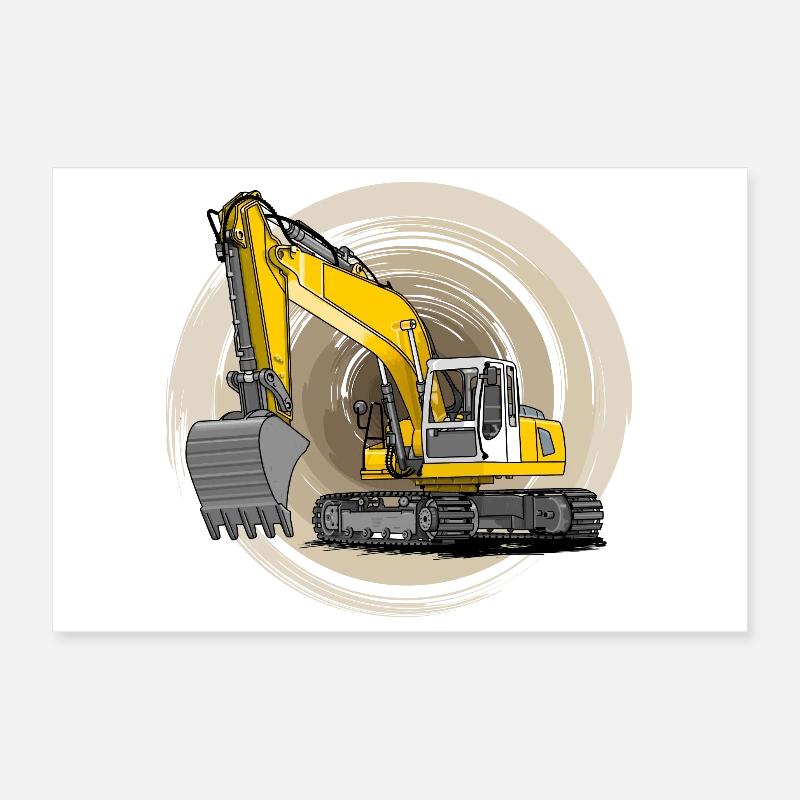 Excavators, backhoe excavators Poster 12" x 8" (30x20 cm)
