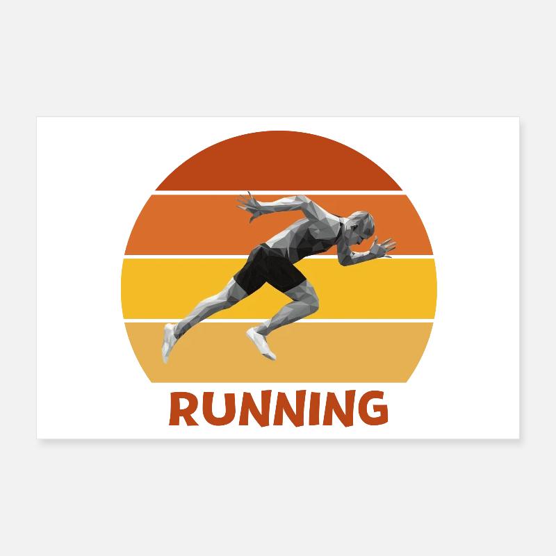 running, course à pied, sprint - Poster 30 x 20 cm - blanc