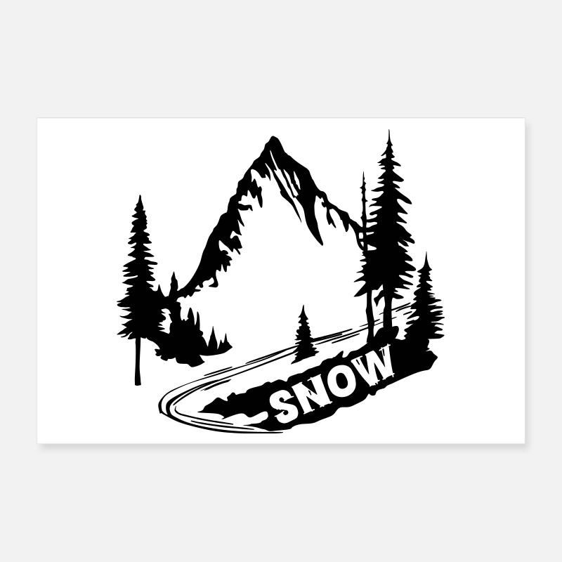 Montagne enneigée [Noir] Poster 30 x 20 cm