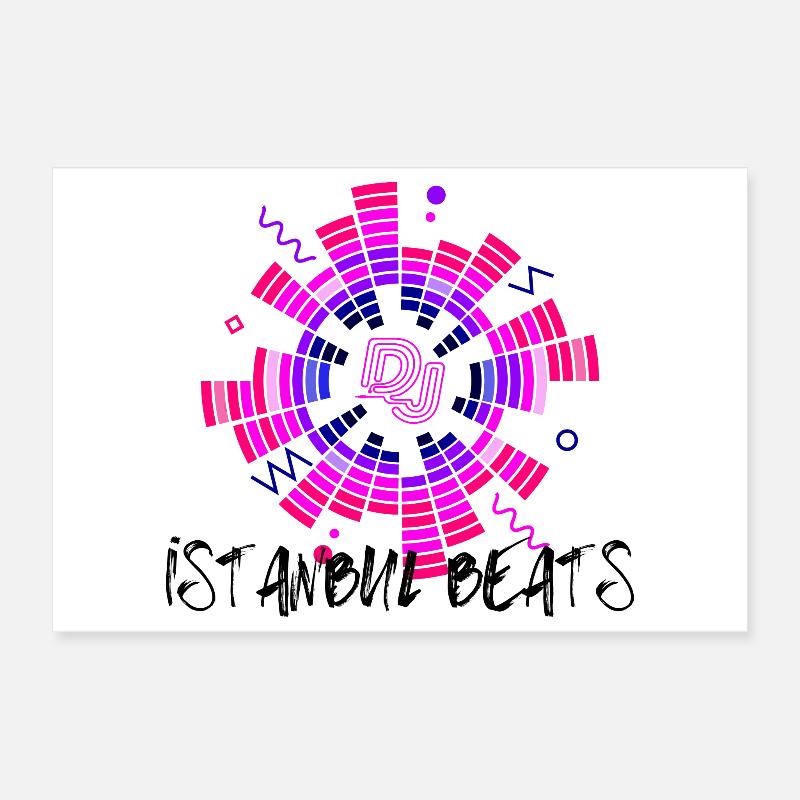 Disco Neon DJ Kreisdesign Poster 30x20 cm