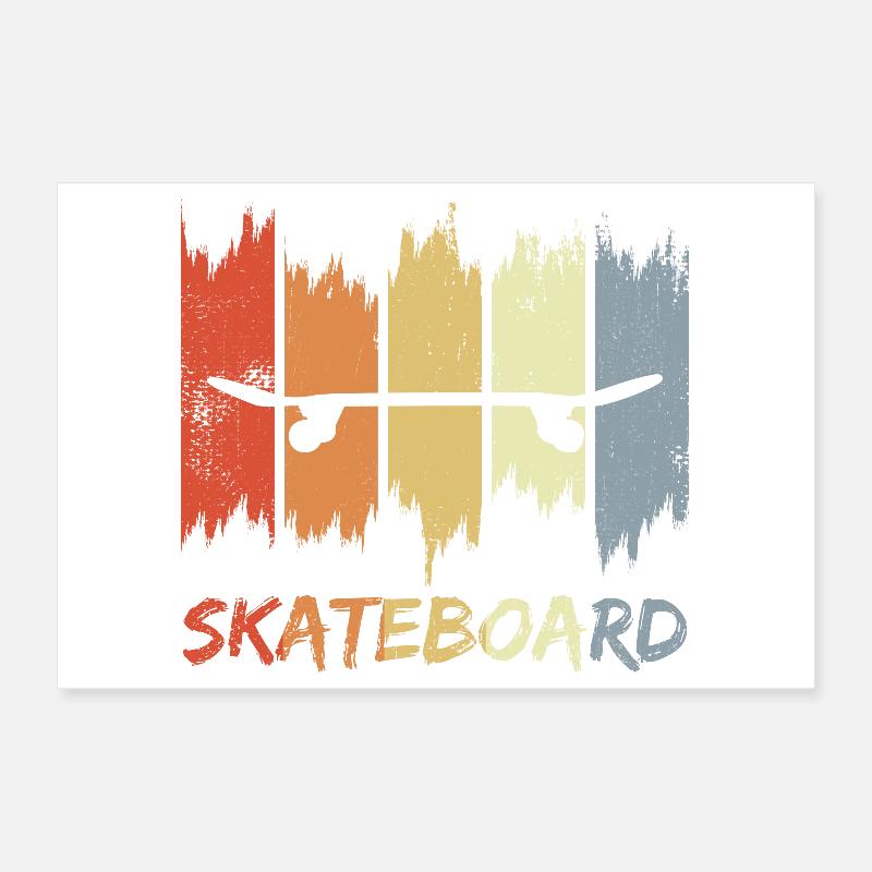 Skateboard Look rétro Poster 30 x 20 cm