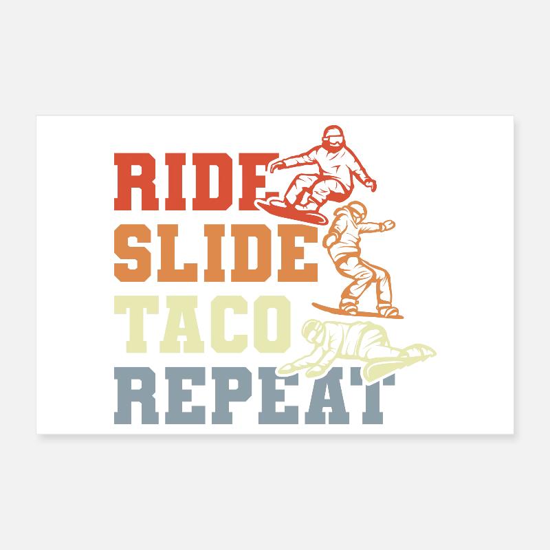 Taco Snowboarding Poster 30x20 cm