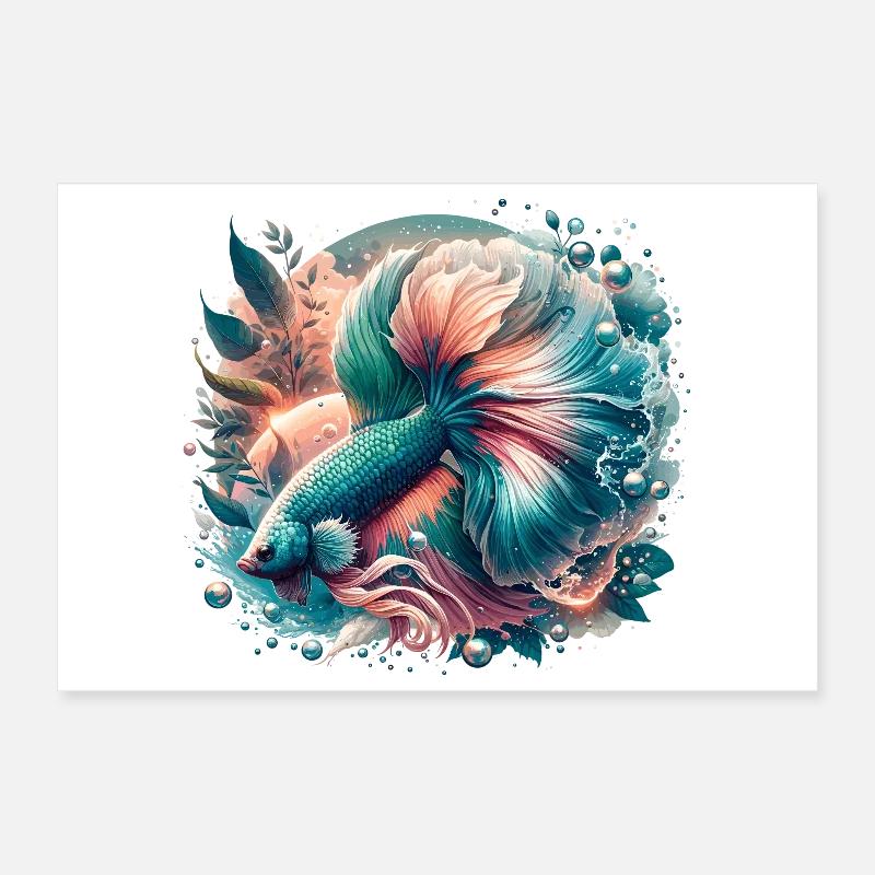 Betta splendens, colorful fish Poster 12" x 8" (30x20 cm)