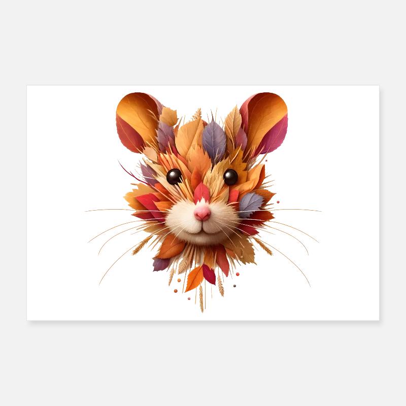 European hamster, designed from different leaves Poster 12" x 8" (30x20 cm)