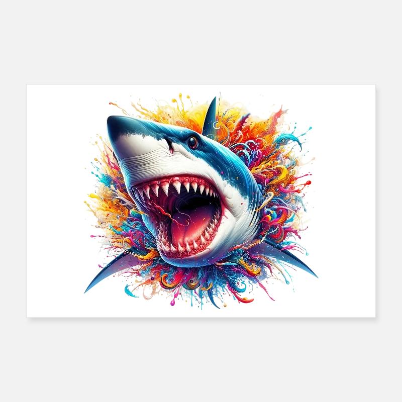 Shark Poster 12" x 8" (30x20 cm)