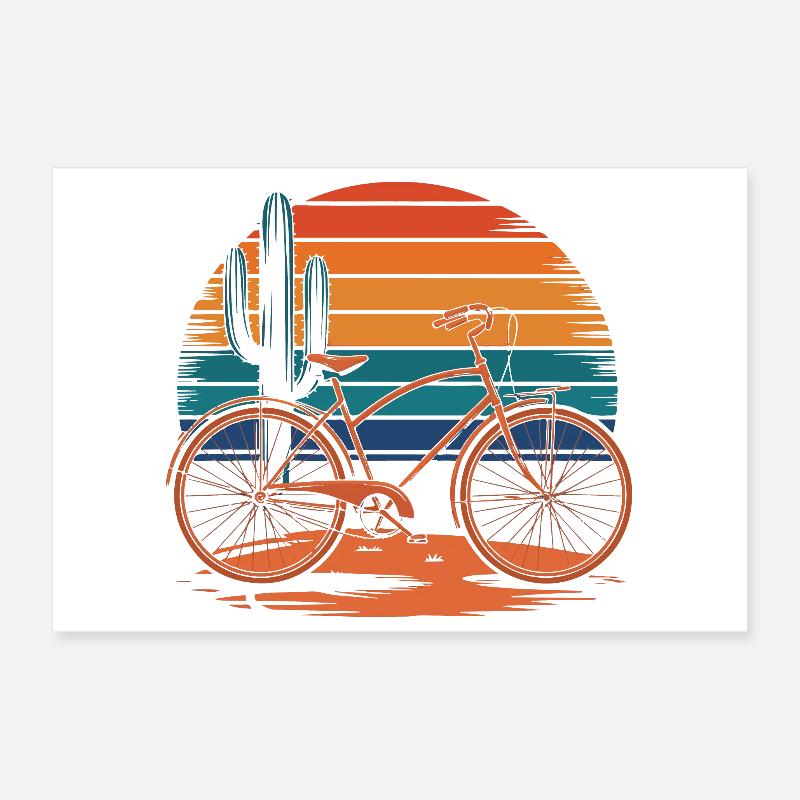 Vélo vintage désert coucher de soleil Poster 30 x 20 cm