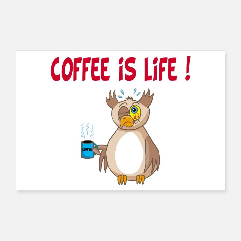 Eule und Kaffee (Englisch) Poster 30x20 cm
