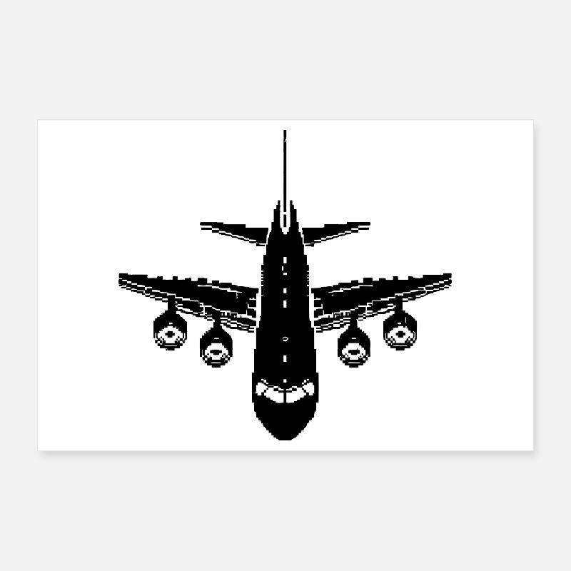 Flugzeug Pixel Grafik Poster 30x20 cm