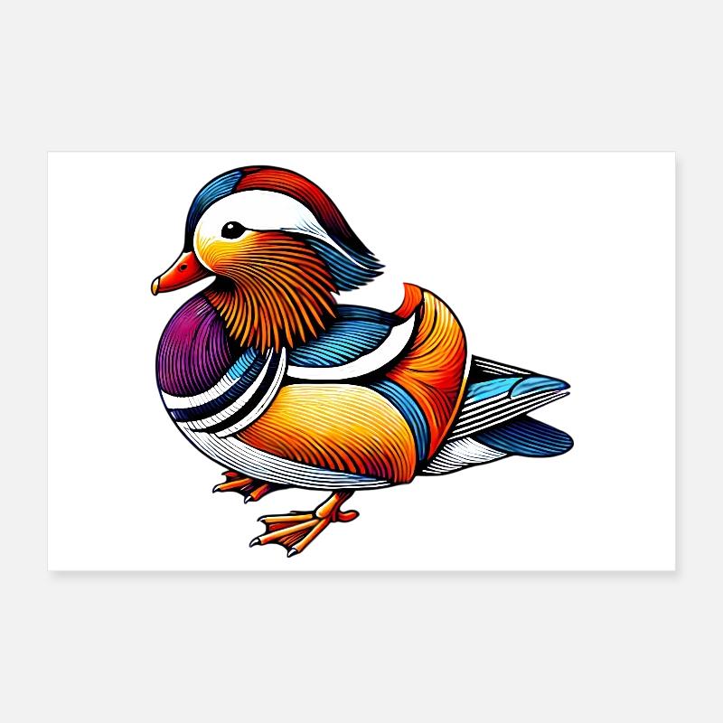 Mandarin duck Poster 12" x 8" (30x20 cm)