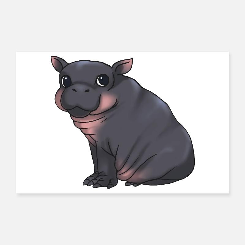 Mignon bébé hippopotame - Alarme de câlin ! Poster 30 x 20 cm