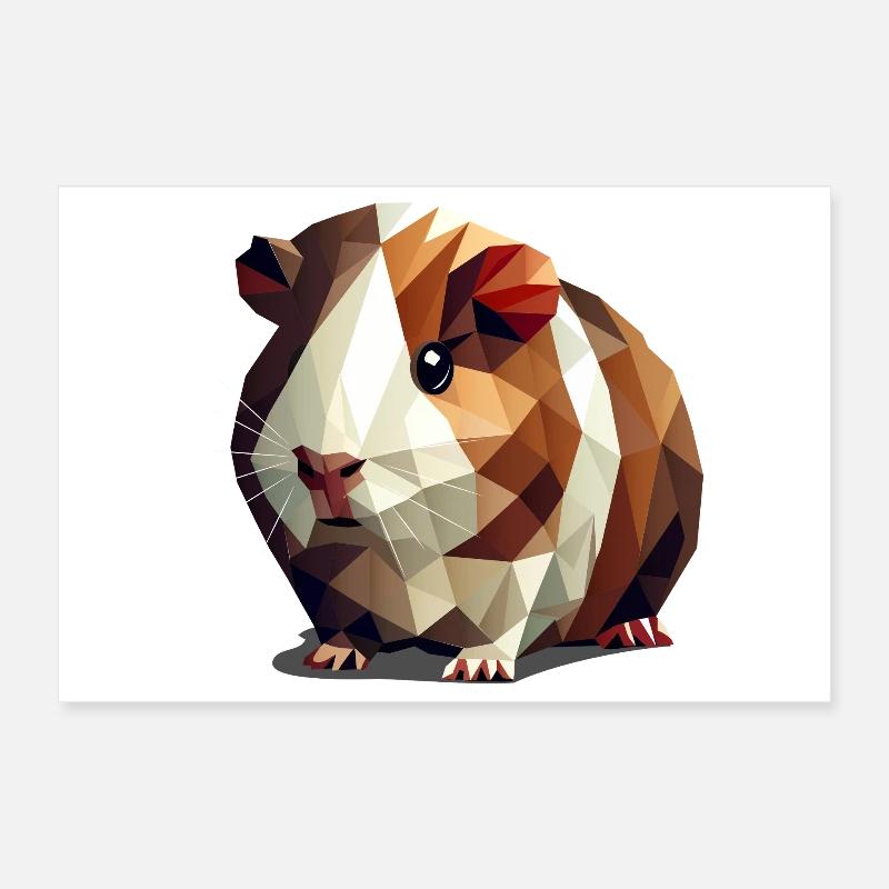 Mignon cochon d’Inde dans le style polygone Poster 30 x 20 cm