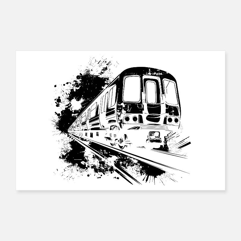 Zug Farbkleckse Poster 30x20 cm