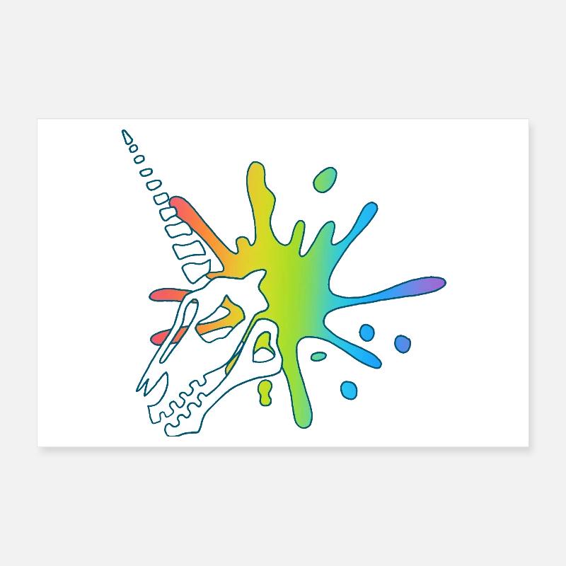Unicorn skull and multicolored explosion Poster 12" x 8" (30x20 cm)
