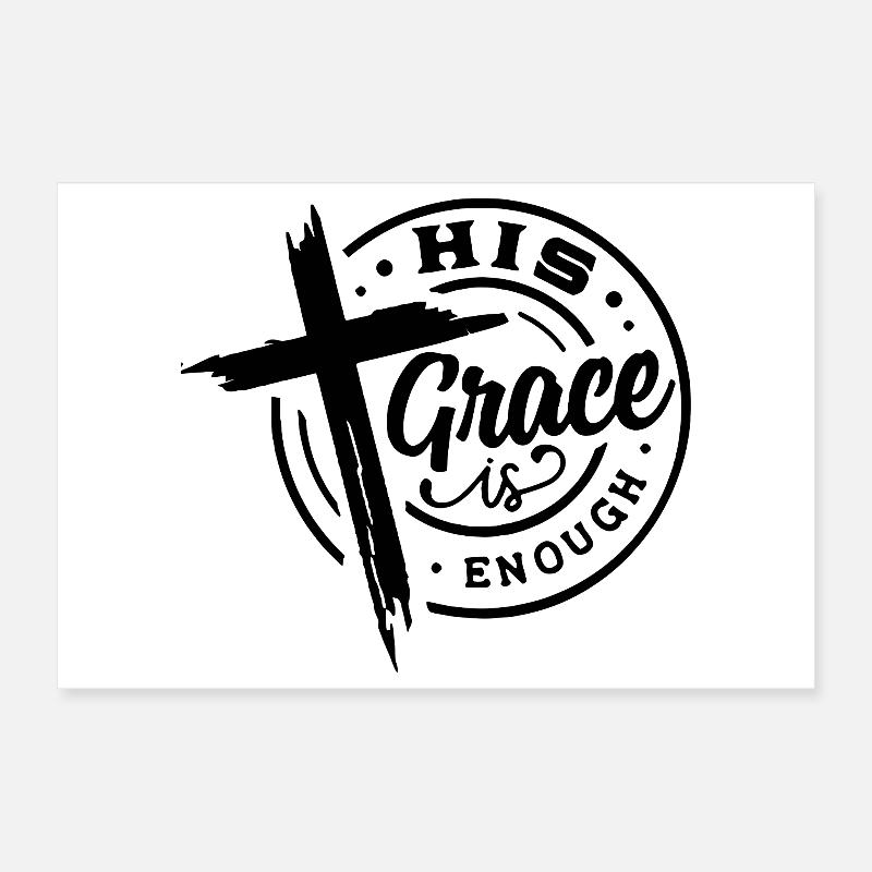 Sa Grâce suffit Croix Chrétienne Poster 30 x 20 cm