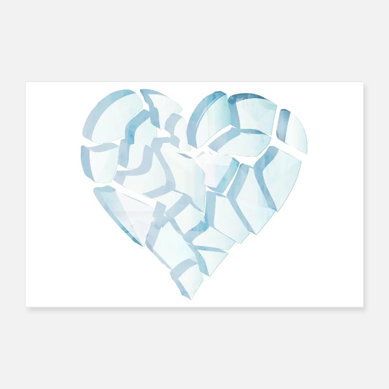 Gebrochenes Herz aus Eis – zerbrochene Herz Form Poster 30x20 cm