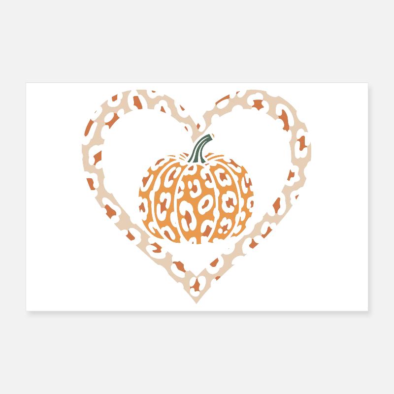 Conception de cœur de citrouille à imprimé léopard Poster 30 x 20 cm