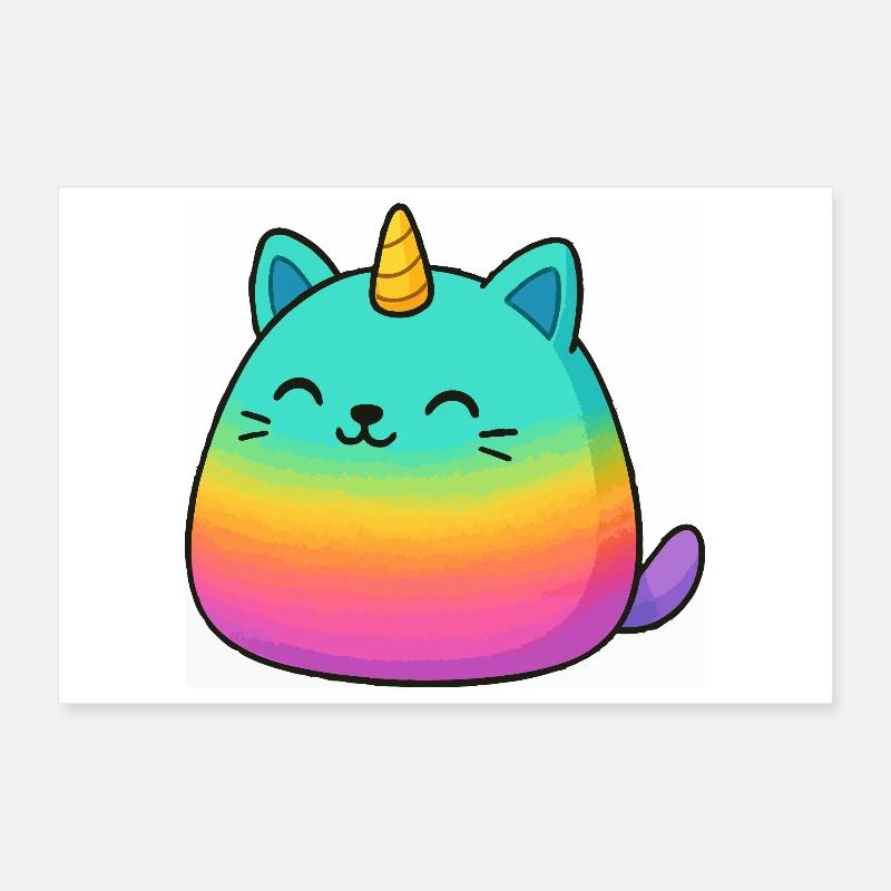 Rosa Regenbogen Einhorn Katze Poster 30x20 cm