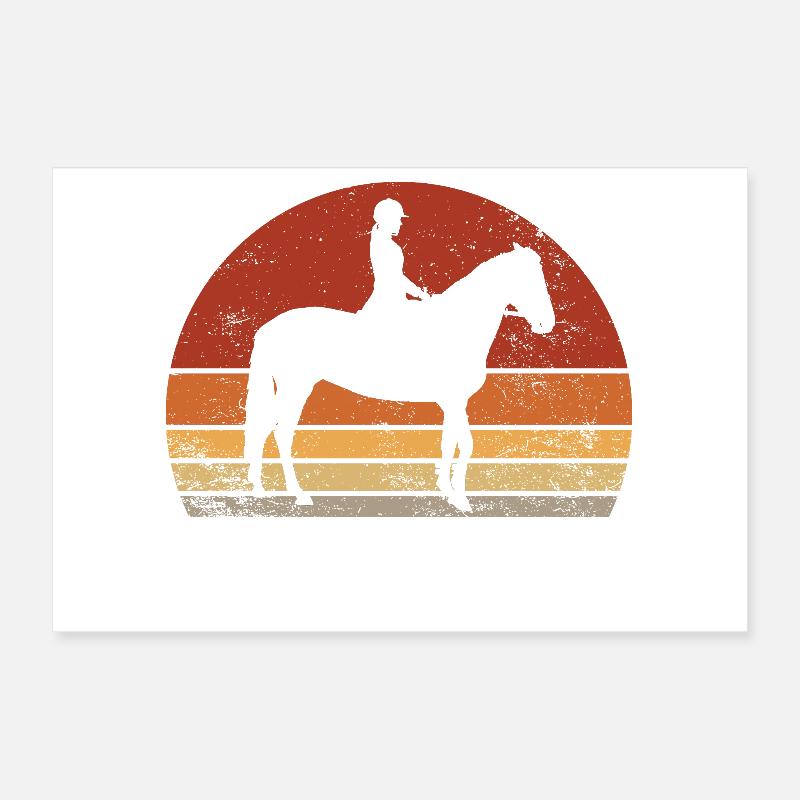 Cavaliere Silhouette Vintage Rétro Poster 30 x 20 cm