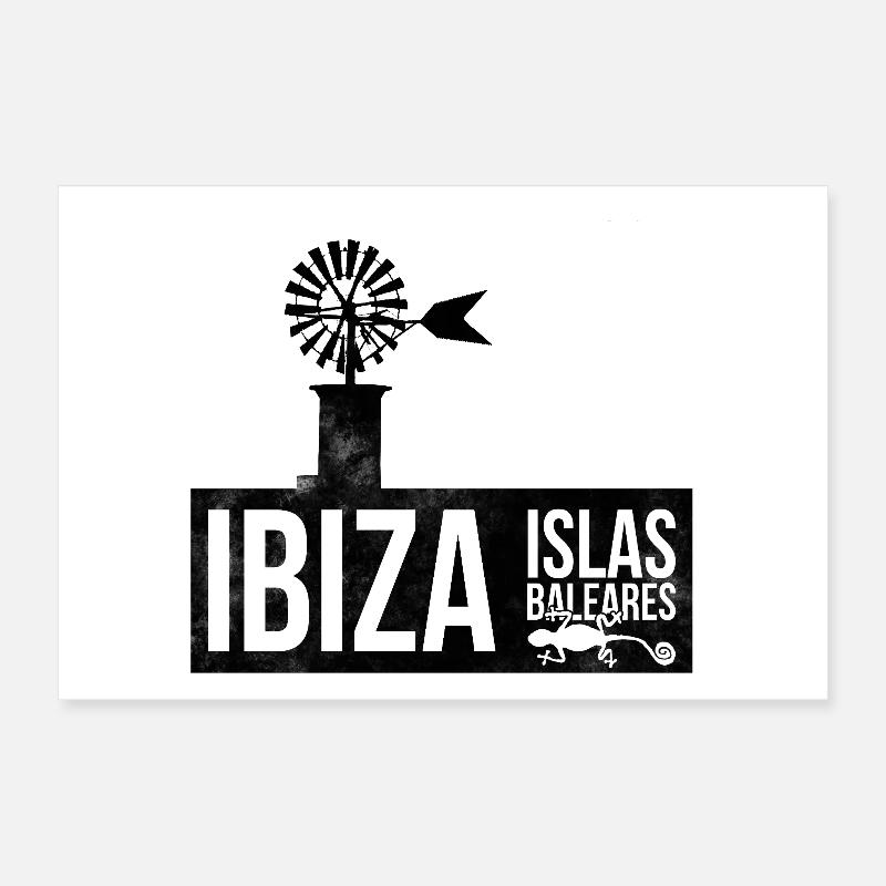 Île d’Ibiza Silhouette Éolienne Poster 30 x 20 cm