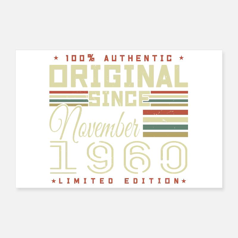 November 1960 Geburtstagsgeschenk Poster 30x20 cm