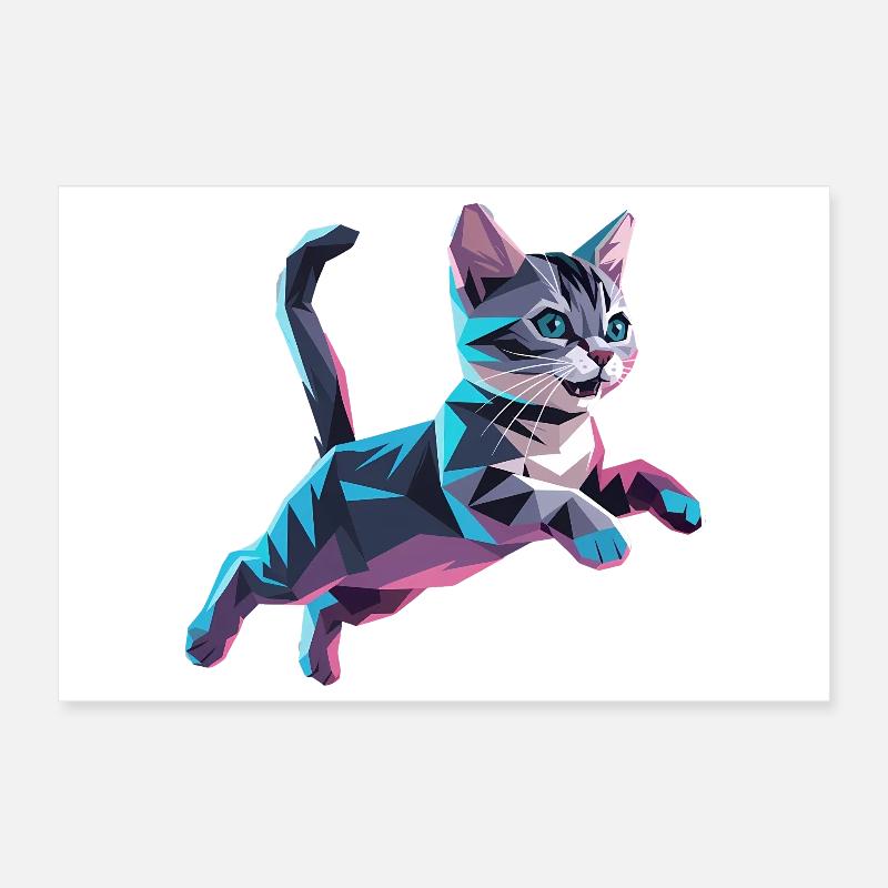 Kätzchen - Cooles Low-Poly-Logo Poster 30x20 cm