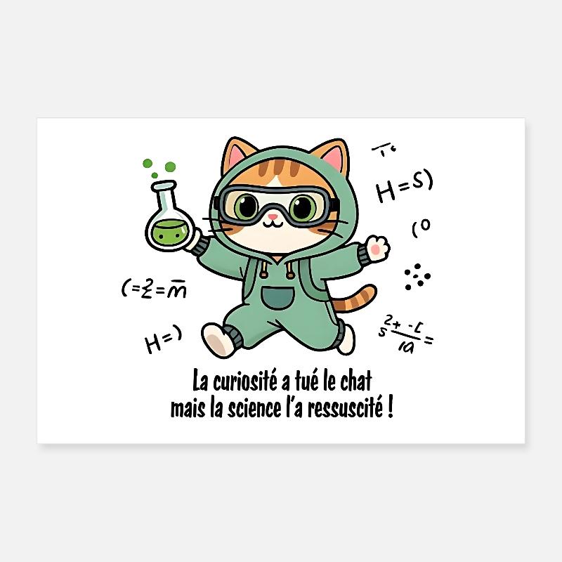 Curiosity has killed the cat, science... Poster 12" x 8" (30x20 cm)