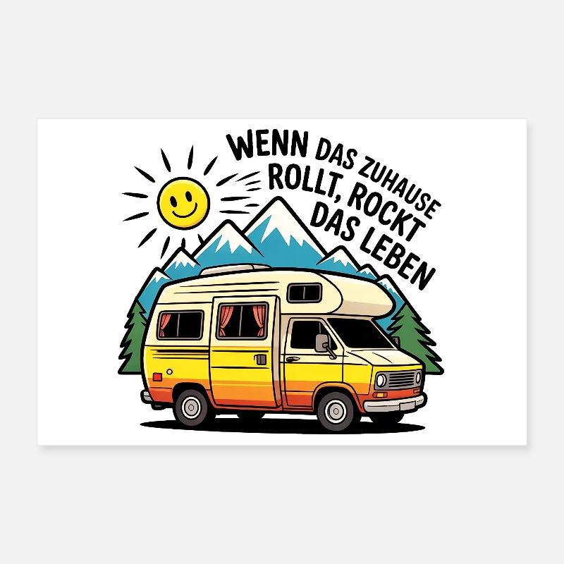 Wohnmobil Spruch – Das Leben rockt Camping Humor Poster 30x20 cm