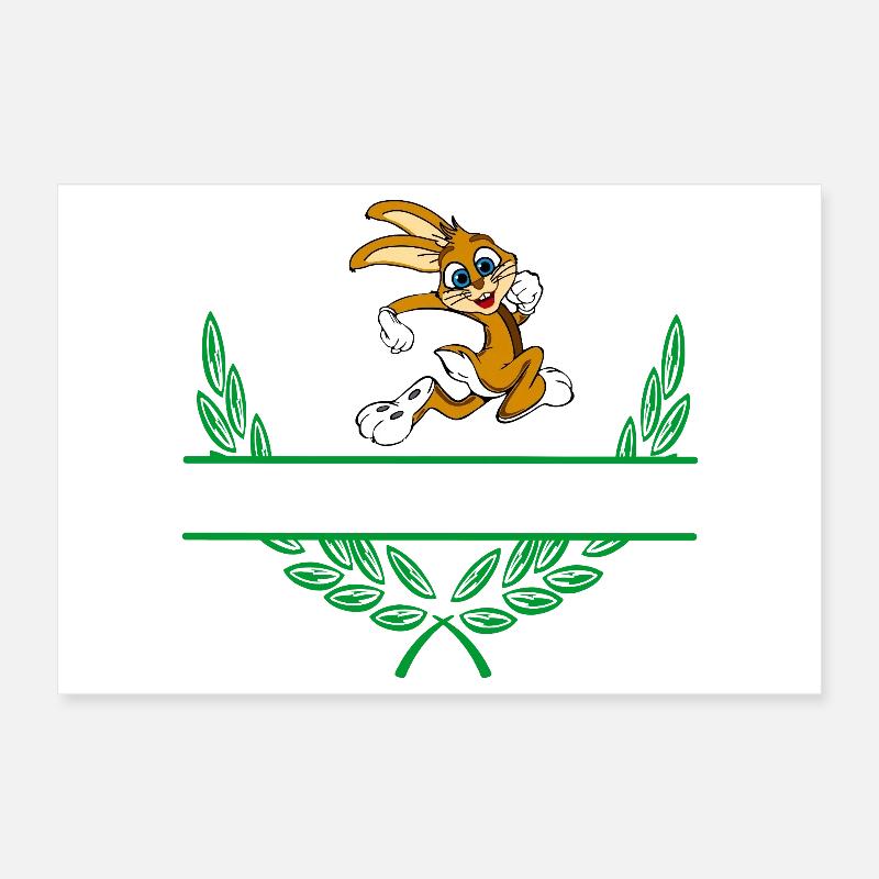 Rabbit Laurel Wreath with Namespace Poster 12" x 8" (30x20 cm)
