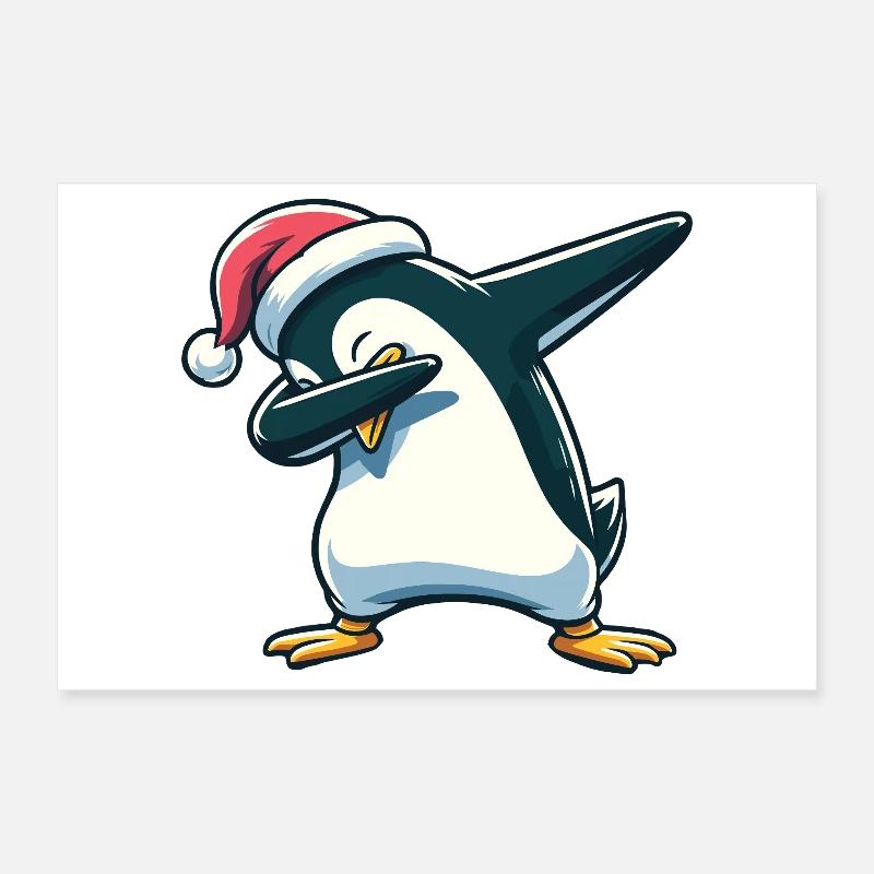 Tapons de Noël Penguin Dab Noël Poster 30 x 20 cm