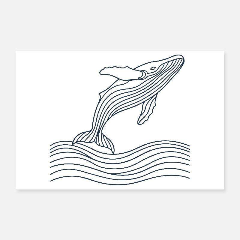 Whale Waves Poster 12" x 8" (30x20 cm)