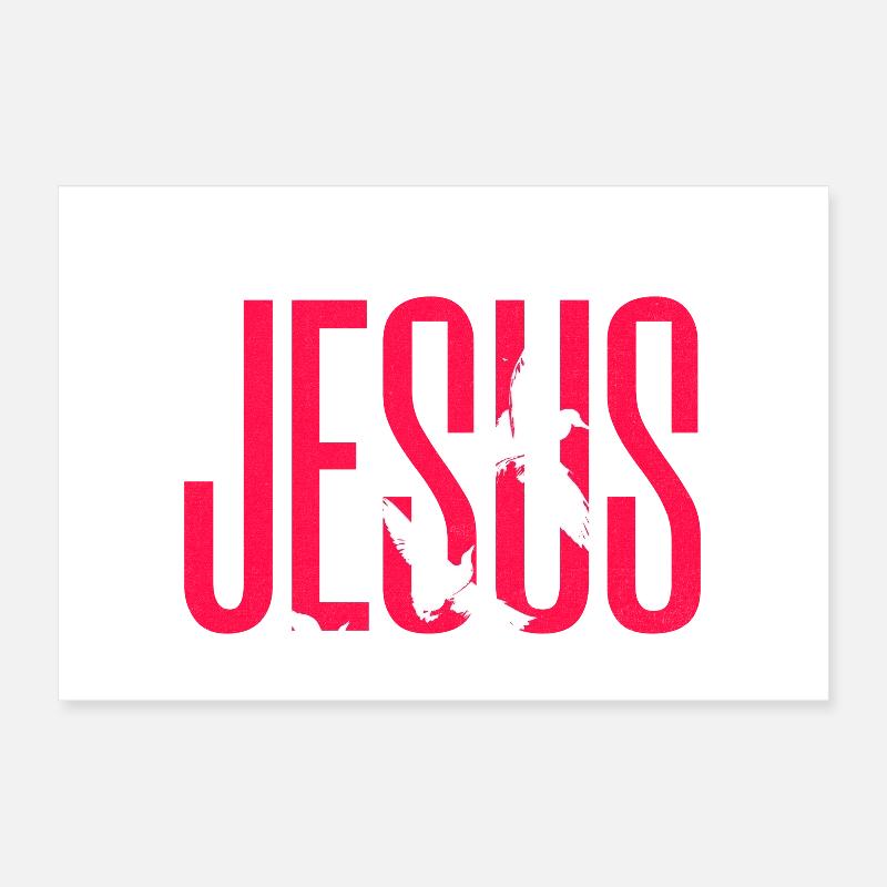 Jesus Doves Typography Poster 12" x 8" (30x20 cm)