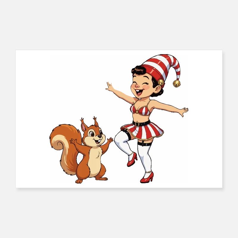 Fille lutin avec un écureuil Poster 30 x 20 cm