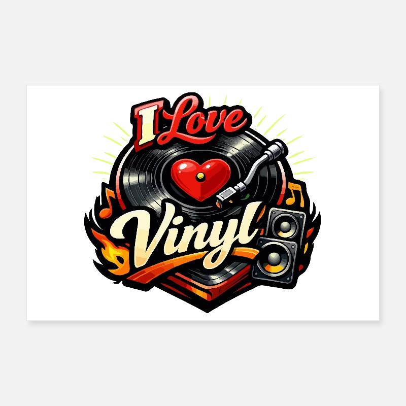I Love Vinyl Poster 12" x 8" (30x20 cm)