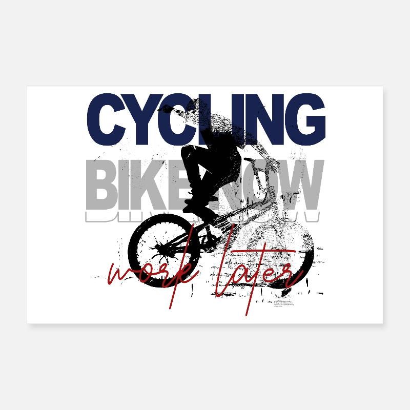 Cycling Now – Work Later Poster 12" x 8" (30x20 cm)