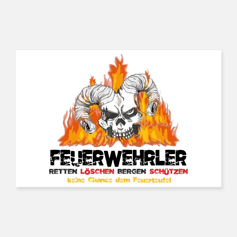 Firefighter Fire Devil Poster 12" x 8" (30x20 cm)