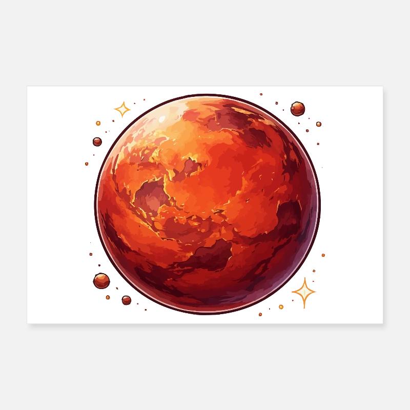 Roter Planet Mars kosmische Illustration Poster 30x20 cm