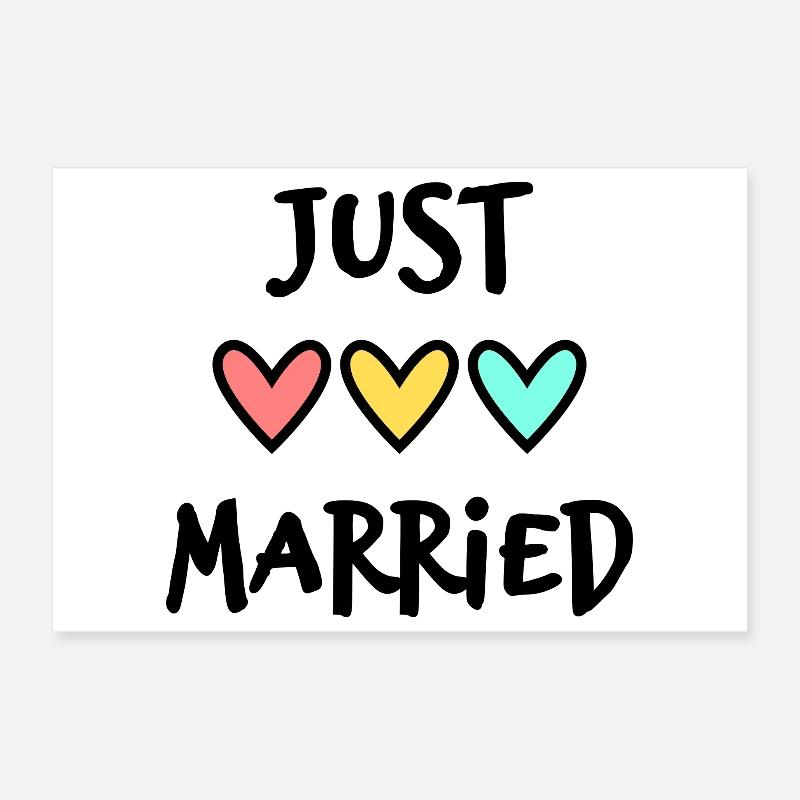 JUST MARRIED. EVJF. SAINT VALENTIN. COUPLE Poster 30 x 20 cm