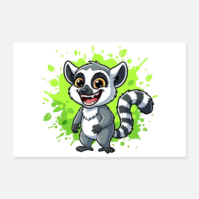 Lemur Neon Spritzer Poster 30x20 cm