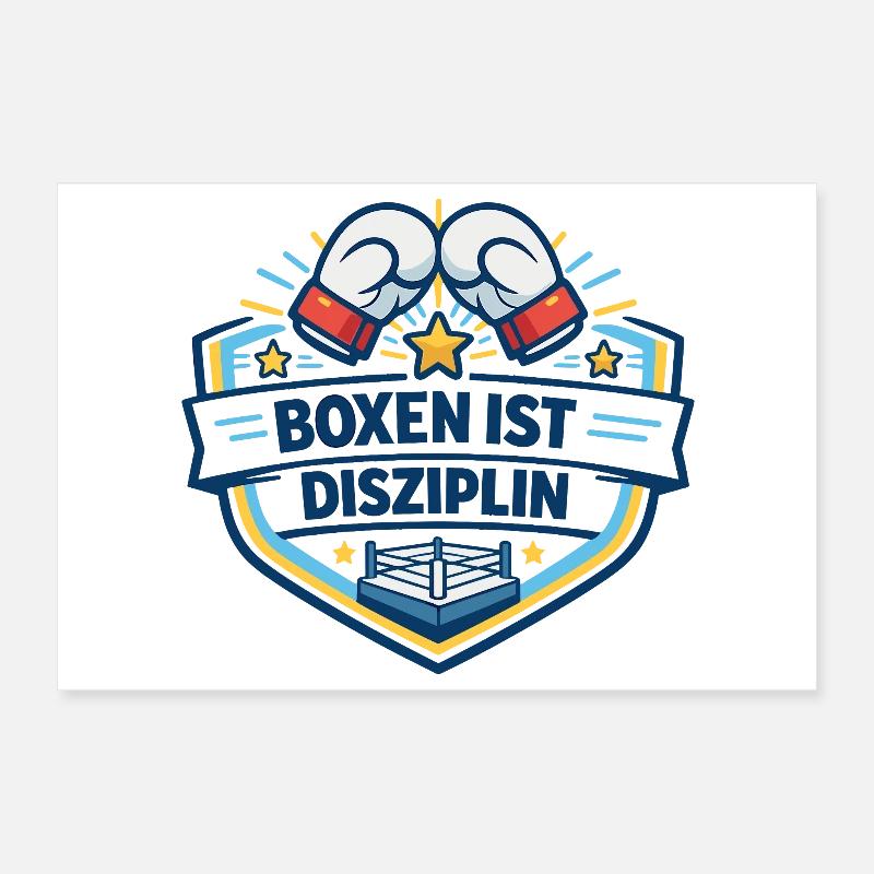 Kraftvoller Boxkampf Crest Poster 30x20 cm