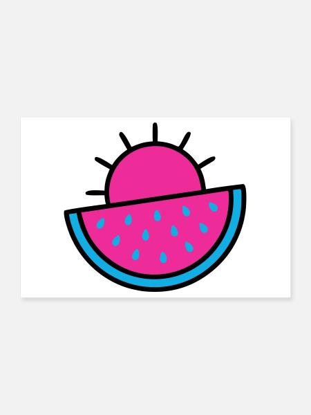 Watermelon Sun Pop Art des années 90 - Poster 30 x 20 cm - blanc - Devant